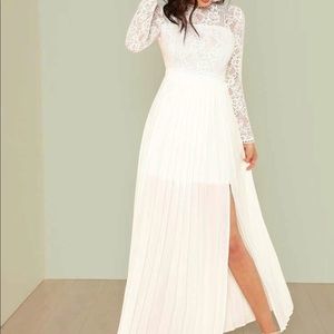 Beautiful long sleeve lace wedding dress, or wedding shower!